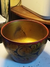 Saladier   bois peint main  KHOKHLOMA russe  motif floral vintage URSS