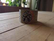 Rond de serviette ancien blason héraldique chevalier croix Lorraine laiton XIXe 