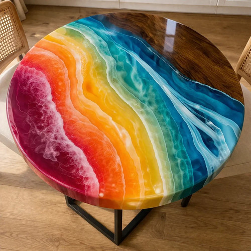 Table basse ronde - , arc-en-ciel