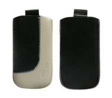 Housse Etui Cuir Noir et Beige