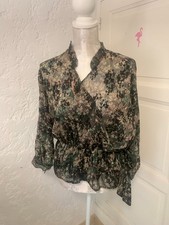 haut tissu voile cache coeur taille S/M kaki beige noir comme neuf