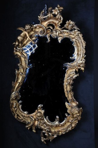Miroir rococo antique doré - miroir,