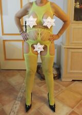 combinaison jarretelle  en resille sexy entre jambe et poitrine ouverte taille U