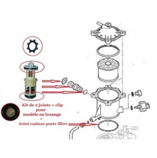 JOINTS CLIPS REPARATION SUPPORT FILTRE A GASOIL MODELE LOSANGE CITROEN ZX