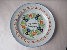 Ancienne assiette parlante de mariés en faïence de L'est. Fin 18ème/Début 19ème