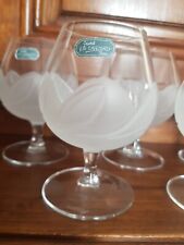 6 Anciens Superbes Verres A Cognac Cristal Poli Depoli Signés Durand