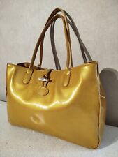LONGCHAMP  Roseau Argent Cuir Vernis Or Porté Epaule