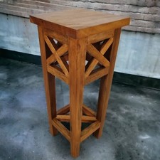 Table D'Appoint En Bois Massif En Acajou Style Colonial Support De Fleurs Rétro