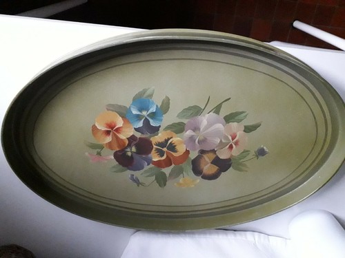 Plateau ovale vert - , decor