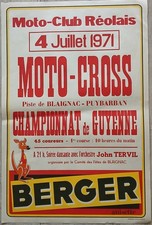 Affiche Moto-club Réolais - 1971 - Moto-cross - BERGER - 60x40cm
