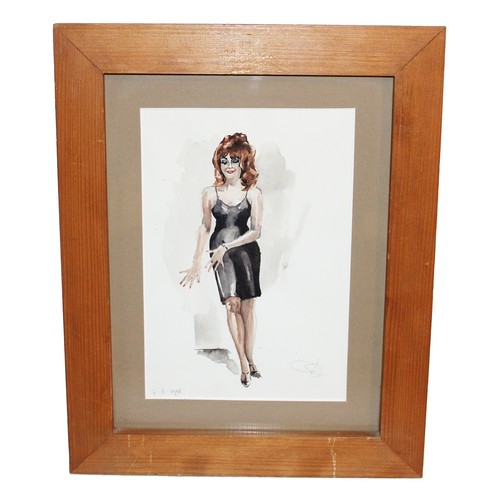 Aquarelle vintage sous cadre