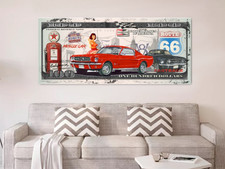Tableau mustang, décoration voiture américaine, pop art, déco dollars américains
