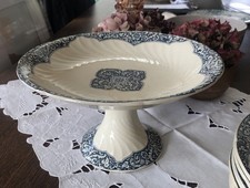 Ancien grand compotier assiette piedouche faience GIEN fin  XIXème  mauresque