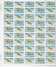 Beautiful Canada Sheet of 50 Gem 60 Cent Stamps  FOKKER / NORSEMAN  AIRPLANES  