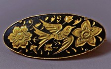 Vintage broche damascène - damascène, or