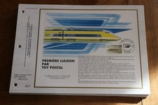 feuillet CEF 1984 premier 1er jour 1ERE LIAISON TRAIN TGV POSTAL LYON FORGET 736