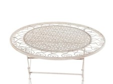 TABLE RONDE DE JARDIN BISTROT EN METAL BEIGE 70 CM