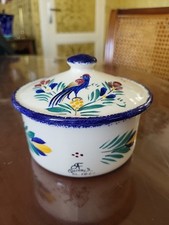 Ancienne Bombonniere Ou Petit Pot Faïence De Quimper Signé Et Numéroté Signature