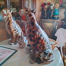 N2 SUPERBE ET GRANDE CERAMIQUE panthère  année 70 /UN PENDANT A VENDRE tigre