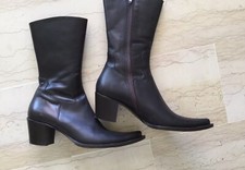 COSMO PARIS: BOTTINES BOOTS CUIR MARRON POINTURE 37.5, COMME NEUVES