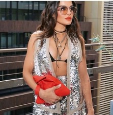 ZARA WOMAN BEIGE SEQUIN VEST