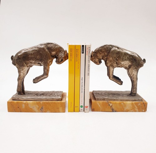 Serre livres bronze signé - bronze,