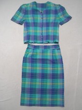 COSTUME JUPE SEERSUCKER VINTAGE années 80 d'origine française