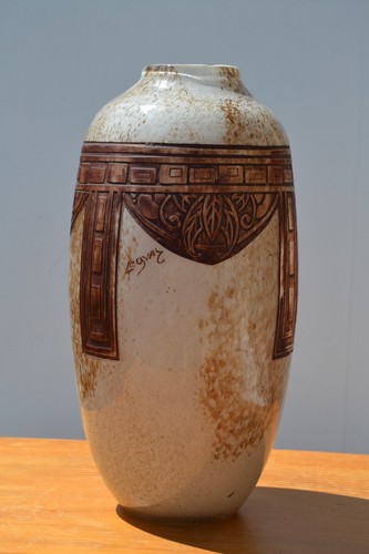Grand vase pate de verre - -,