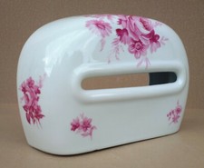 Dévidoir porte papier toilette porcelaine de FLEURS ROSE papier feuilles vintage