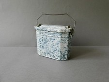 ancienne cantine, gamelle, en tôle émaillée mouchetée, pour ouvrier, vers 1930