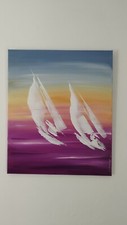 Tableau contemporain peinture toile œuvre d'art originale bateaux voiliers