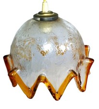 MAGNIFIQUE GRANDE SUSPENSION FLEUR EN VERRE SOUFFLE MAZZEGA MURANO VINTAGE 70'S