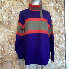 Pull Femme Vintage Coloré Bloc Cil Roulé Graphique 38/42 