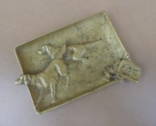 Cendrier BRONZE chien de chasse décor épagneul feuille d'acanthe déco cabane