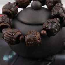 Bracelet en Bois sculpté tête de Bouddha, grosses perles