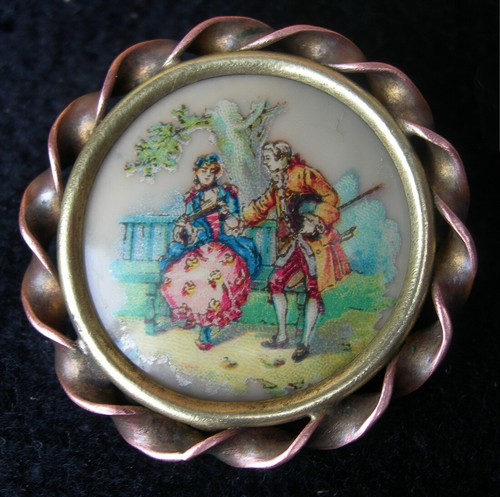 Vtg broche décalcomanie - vtg,
