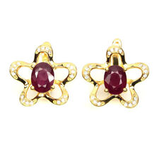 925 Argent Sterling Boucles Ovale Rubis 8x6mm Simulé Zircone Précieuse Bijoux