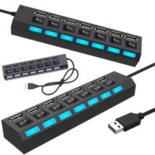 Hub 7 Ports USB 2.0 Splitter Multiprise avec Câble 41 cm PC Ordinateur Portable