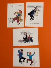HERGE LOT DE 4 CARTES POSTALES TINTIN EXCLUSIVITE POUR L EUROPE 1986 ETAT NEUF
