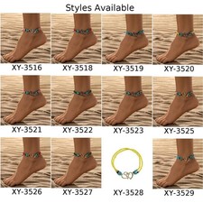 Bracelet de cheville tendance avec double coeur et turquoise pour un port ��l��g