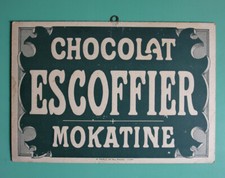 Plaque Publicitaire en Carton CHOCOLAT ESCOFFIER MOKATINE ~ PLV Publicité Ancien