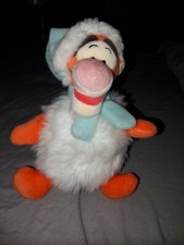 P1 /Petite Peluche doudou Boule Blanc Tigrou  14Cm Bonnet Echarpe Bleu Nicotoy