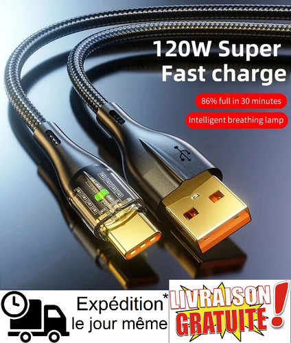 Cable usb charge rapide - usb-c, 1m