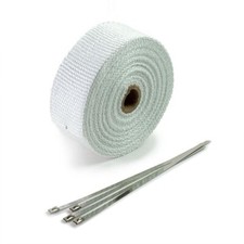 BANDE THERMIQUE 50MM ISOLANTE BLANCHE 10M COLLIERS INOX COLLECTEUR ECHAPPEMENT