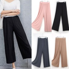 Pantalon Large Pour Femme Sarouel Plissé Et Évasé Palazzo Uni Baggy /