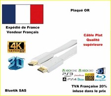 3m CABLE CORDON HDMI PLAT FULL HD 4K Plaqué OR 1080p et sup. 3840 x 2160 (N1)