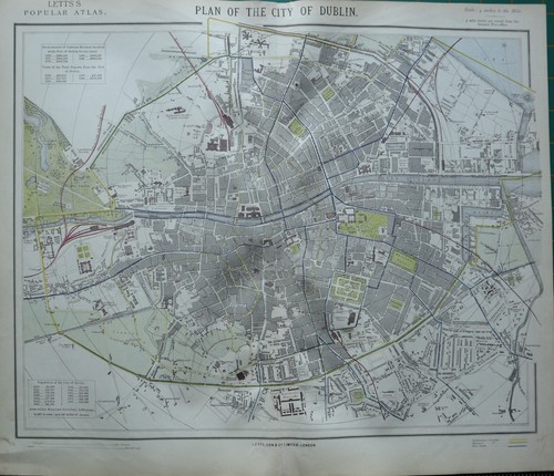 1883 letts carte plan ville - 1883, de