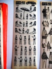 lot 3 feuilles personnages letraset architecture