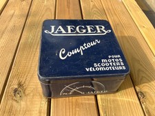 JAEGER belle boite tôle publicitaire, carburateur, motos, scooters, vélomoteurs