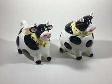 Pot à lait crème et Sucrier Vintage en faïence en forme de vache